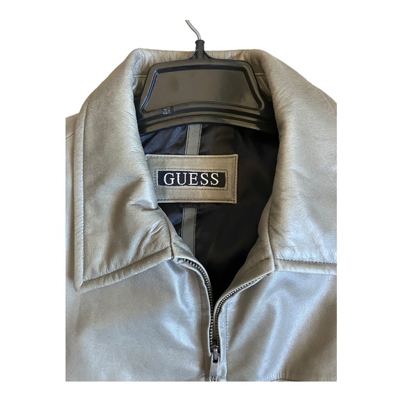 Guess Green Leather Zip Up Jacket Men Size XL - Picture 6 of 9